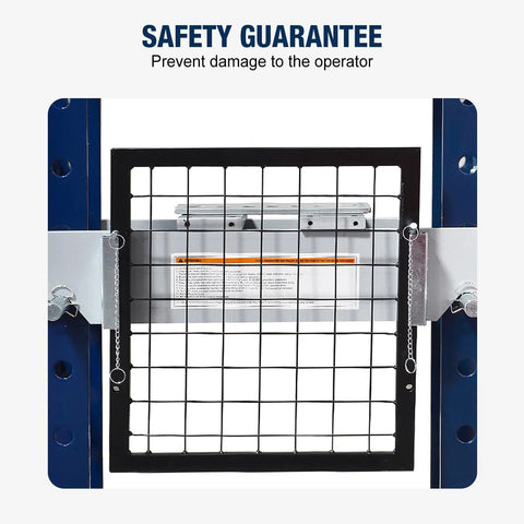 Safety grid guard for 20 Ton H Frame Hydraulic Garage Shop Press With Hand Pump Foot Pedal, protecting users during operation.