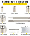 Heavy-Duty Concrete Hole Saw Kit With SDS Plus And SDS Max Shanks, 10-Piece Set displayed with hole saws and aluminum case