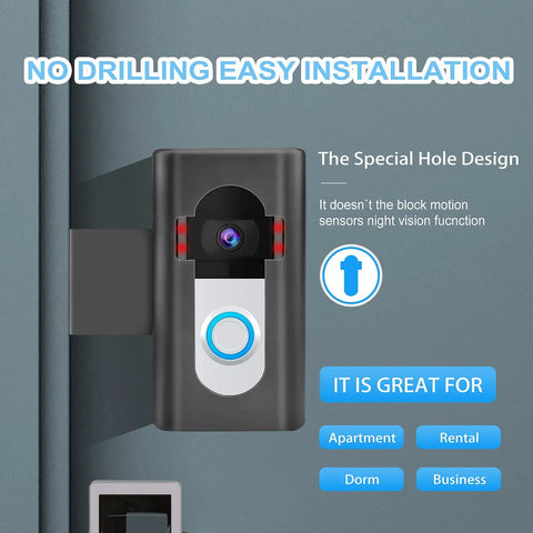 Anti Theft Video Doorbell Mount For Apartments No Drill Bracket Holder 360 Degree Security Shield Compatible With Ring Video Doorbell