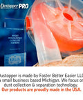 Dustopper 5 Gallon Heavy Duty Bucket For Shop Vac Systems with award plaque, highlighting dust collection technology.