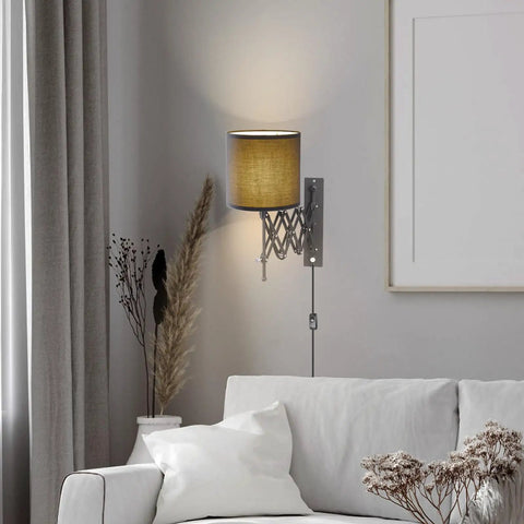 Plug In LED Wall Sconce Set Of 2 In Dark Grey Cool Modern Bedroom Lamps With Edison Bulb Included Energy Saving Easy Two Screw
