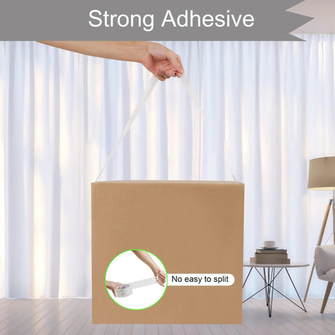 Person lifting a box sealed with Clear Packing Tape Set 4 Rolls 55 Yards Each Total 220 Yards Heavy Duty Shipping Tape 2.8 Mil Thick 1.88 Inches Wide