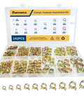 142 Piece Spring Hose Clamp Kit 6mm to 20mm Assortment For Auto And DIY Use in transparent storage box