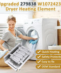 Heavy Duty Dryer Heating Element Replacement 279838 Fits Whirlpool Kenmore Roper Maytag Amana Admiral Medx655dw1 500 600 70 80 Series Model 110 Dryers Easy Install And Reliable Heat shown with dryer.