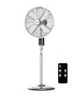 16 Inch Chrome Digital Metal Stand Fan With 3 Speed Settings, 75 Degree Oscillation, 20 Degree Head Tilt, Adjustable Height, Quiet Operation, And Remote Control For Home Office Bedroom Living Room