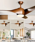52 Inch Ceiling Fan With Lights And Remote 3 Blade Modern Quiet Reversible Ceiling Fan For Patio Living Room And Bedroom