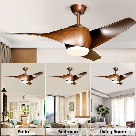 52 Inch Ceiling Fan With Lights And Remote 3 Blade Modern Quiet Reversible Ceiling Fan For Patio Living Room And Bedroom