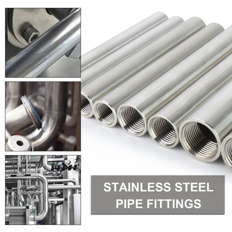 Stainless Steel Pipe Fittings Two Pack 1/2 Inch NPT Female To 1/2 Inch NPT Female Nipple Four Inch Length 304 Stainless Cast Pipe Connector