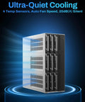 Plug Straight Into Legit Heavy Duty Storage With This Nine Bay External Hard Drive Enclosure Featuring Independent Power Switches Per Bay Diskless Desktop Array Designed For Smooth Sailing Fast Transfers And Totally Hassle Free Data Backup with ultra-quiet cooling system.