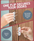 Flip Action Door Lock Set Six Pack Reversible Privacy Locks With Anti Lockout Screw For Child Proofing And Home Defense Easy To Install Durable Lock For Interior Swing In Doors Built To Last showing installation on wooden door