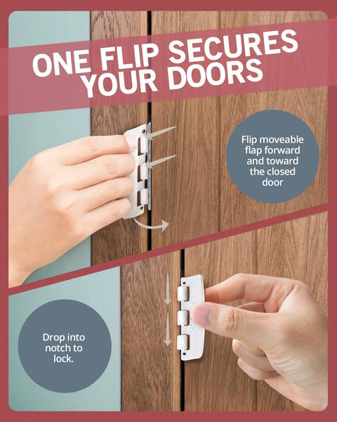 Flip Action Door Lock Set Six Pack Reversible Privacy Locks With Anti Lockout Screw For Child Proofing And Home Defense Easy To Install Durable Lock For Interior Swing In Doors Built To Last showing installation on wooden door