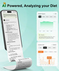 Smart Kitchen Scale With Nutritional Calculator And Macro Tracking App display with AI food recognition and progress charts