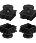 4 Pack Adjustable Leveling Feet 50 By 50 mm Square Insert Glide Kit for Furniture, black heavy duty support, close-up
