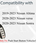 Compatibility chart and Keyless Entry Remote Fob Replacement For Nissan Altima Versa Sentra 2019 2020 2021 2022 2023 image