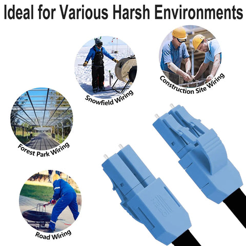 Rugged Outdoor Single Mode LC to LC Fiber Patch Cable 50M 164 Feet Waterproof TPU Jacket for various harsh environments.