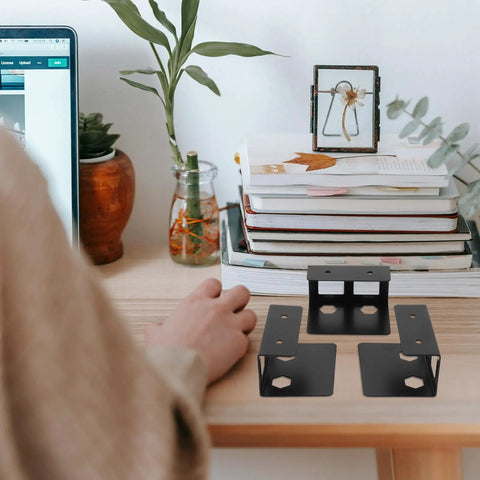 Space Saving Under Desk Laptop Holder Kit with Anti Scratch Pads, Sturdy Metal Mount for Keyboard and Cables, Universal Black 3 Piece Set for Office Organization on a desk.