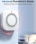 Advanced photoelectric sensor smoke detector mounted on a wall, part of the Dual Sensor Smoke Detector And Fire Alarm 4 Pack Kit Delivering Battle Ready Protection Plus 85 Decibel Siren For Homes Craving Heavy Duty Safety And Zero Hassle Setup Anytime.