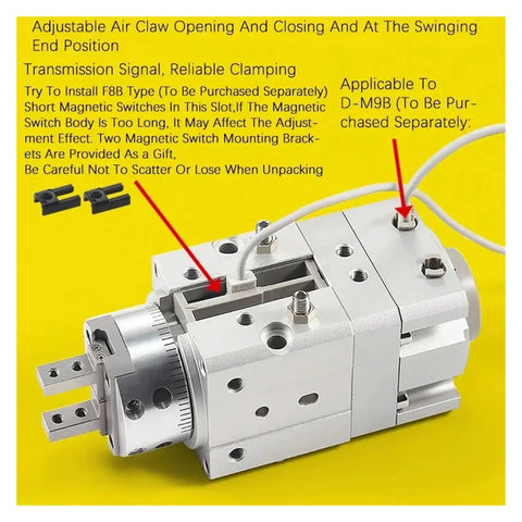 Heavy Lift Angular Rotary Pneumatic Actuator MRHQ25 Series with adjustable air claw for precise workholding in machining.