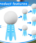Blue plastic golf tees with golf ball for 30 Piece Golf Tees Set For Home Indoor Outdoor Practice Durable Plastic Tees.