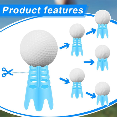 Blue plastic golf tees with golf ball for 30 Piece Golf Tees Set For Home Indoor Outdoor Practice Durable Plastic Tees.