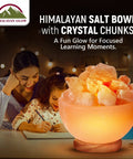 Natural Salt Lamp With Massage Bowl Design, Crystal Salt Chunks, Dimmer Cord, Classic Wood Base, Creates Cozy Vibe for Bedroom