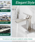 Brushed Nickel Single Handle Bathroom Faucet For One Or Three Hole Sinks With 6 Inch Deck Plate, Easy Install RV Ready, 1.2 GPM