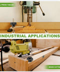 Industrial drill press and wood cutting machine showcasing applications for Heavy Duty Plastic Clamping Knobs Set With Brass Core, M10 Female Thread.