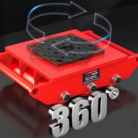Heavy Duty Machinery Skate Dolly And Industrial Load Mover Featuring Premium PU Casters That Make Haulin Heavy Equipment Feel Like Absolute Cake Walk For Any Shop Owner, rotating 360° red dolly with durable steel base.