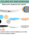 Five PVC backdrop colors displayed around a massive 23.6 Inch Motorized Photography Turntable With Remote Control.