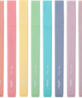 No Bleed Highlighter Set In 8 Pack Candy Colors With Chisel Tips For Journaling And Note Taking Fast Dry Highlighting Underlining Back To School Supplies So Your Notes Pop Everyday, displayed vertically in rainbow order
