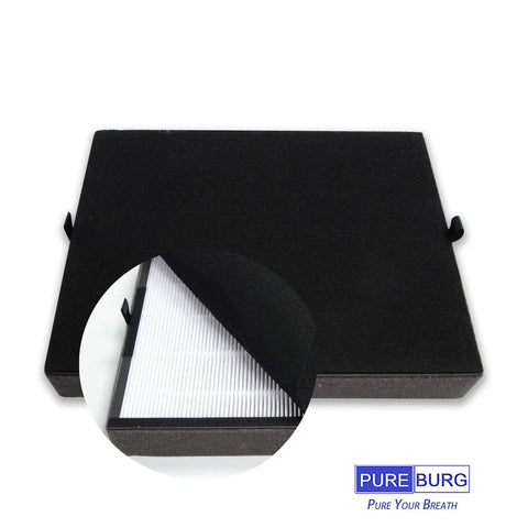 Replacement Filter Pack For Alen 45i And Flex BreatheSmart Air Purifiers, Keeps Your Air Fresh With 1 H13 True HEPA + 4 Activated Carbon Pre-Filters, B4-Fresh FL40-Silver-Carbon Compatible, Captures 99.97% PM2.5 Dust VOCS Odor. Image showing filter pack with HEPA filter and carbon pre-filter layers.