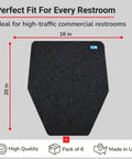 Disposable Urinal Mats With Odor Control, Time Monitor, And Non Slip Adhesive Charcoal Insert, Case Of 6 For Fresh Restrooms