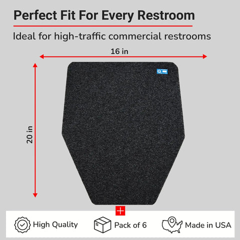 Disposable Urinal Mats With Odor Control, Time Monitor, And Non Slip Adhesive Charcoal Insert, Case Of 6 For Fresh Restrooms