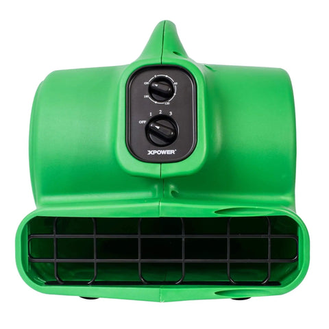 Badass Medium Air Mover And Pro Carpet Dryer Featuring Built In Timer With Outlet Sockets For Rapid Flood Cleanup And Crawl Space Moisture Removal Real Deal Utility Floor Blower front view with control knobs.