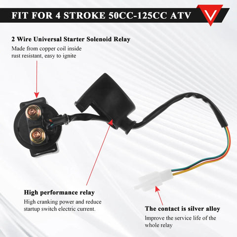 Full Wiring Harness Loom With Solenoid Coil Regulator For 50cc 70cc 90cc 110cc And 125cc Dirt Pit Bikes And Quad ATVs Electric Start Engine Kit With Clear Wiring Diagram Included For Easy Installation And Troubleshooting On Go Karts And Quads