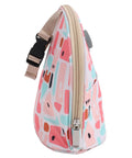 Grab And Go Breastmilk Cooler Bag Crafted From Tough Canvas With Plug In Usb Cooling And Warming Ports For Parents On The Fly Travel Friendly Insulated Nursing Pouch Fits Stroller Or Car Seat side view with zipper and strap.