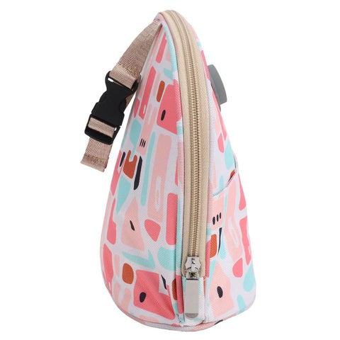 Grab And Go Breastmilk Cooler Bag Crafted From Tough Canvas With Plug In Usb Cooling And Warming Ports For Parents On The Fly Travel Friendly Insulated Nursing Pouch Fits Stroller Or Car Seat side view with zipper and strap.