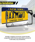 Hella Tough Anti Theft License Plate Screws Kit With Stainless Steel Tamper Proof Bolts installed on a New York license plate.