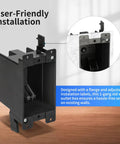 Old Work 1-Gang Black Electrical Box For Outlets And Dimmers, PVC Plastic 14 Cu In, ETL Listed, side view