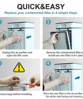 Installation guide for 4 Pack Replacement Filter For MA Air Purifier 40 Series 3 In 1 H13 Grade Genuine HEPA Filter.