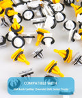 70Pcs Drop Straight In Fender Flare And Rocker Panel Moulding Clips For Gmc Chevy Sierra assorted clips in black and yellow.   