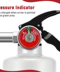 Pressure indicator of Boss Level Protection With This Compact 2.5Lb Abc Dry Powder Fire Extinguisher showing safe green area.