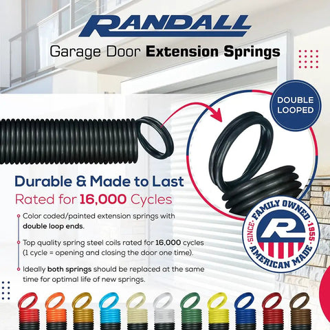 Two Pack 25 Inch Garage Door Springs For 7 Ft Doors, 130 Pound Capacity, Yellow End Coils, Double Looped Ends, Easy Install