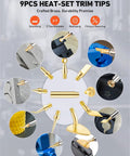 Image showing 9 interchangeable brass tips for Dope 21 In 1 3D Printer Soldering Kit with illustrations of their uses.