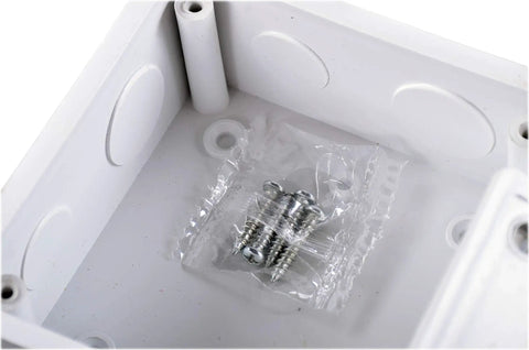 4X4X3 Inch White PVC Junction Box For Electrical Conduit, Heavy Duty Plastic Junction Box With Screws and Knockouts Visible Inside
