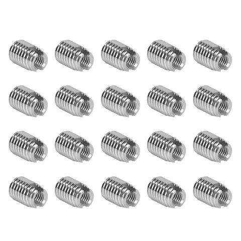 20 Pcs M6x1.0 And M10x1.5 Thread Inserts In 302 Stainless Steel Slotted Self Tapping Thread Repair Kit For Cars, Trains, Boats, And Home Appliances Heavy Duty Vibration Resistant, Shock Proof, High Tensile Strength. 20 stainless steel slotted inserts