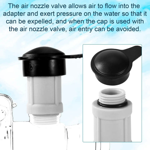Two Pack Air Jet Valve And Cap Replacement For Above Ground Pools Fits 26165EH 26167EH 26175EH 26183MW 26191CA 26191EH And More Includes 2 Valves And 2 Caps Durable Rubber Construction Easy Install DIY Friendly Leak Proof shown with cap and valve detail