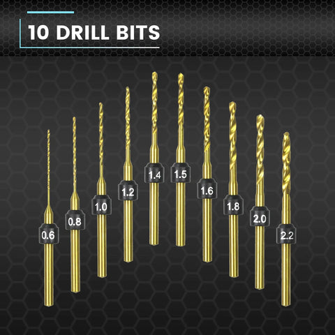 10 HSS drill bits for Pocket Mini Electric Drill Kit 13 In 1 With Aluminum Case Cordless Rechargeable Drill 600 RPM Handy Tool