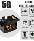 Two Pack 5G Mini Digital RC Servo With Plastic Gear, Lightweight Micro Servo For 1/28 Scale RC Cars Boats Planes Helicopters And Robots