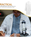 Person wearing white lab coat for professionals unisex long sleeve medical coat with easy care fabric, ideal for lab work
